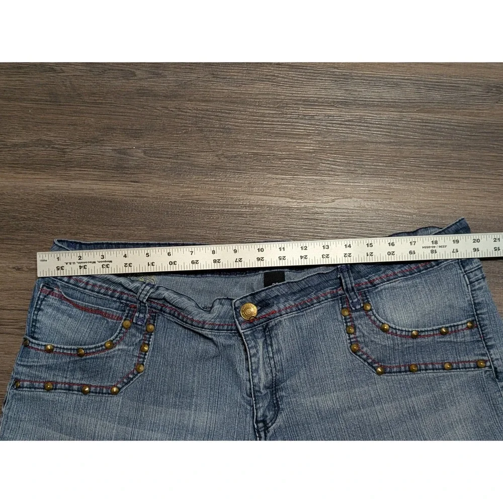 Southpole‎ Womens Plus Size 22 Denim Shorts Light Wash Studded Y2K Streetwear